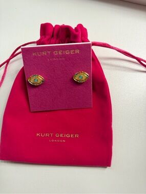 Kurt Geiger Gold Evil Eye Stud Earrings with Turquoise Center
